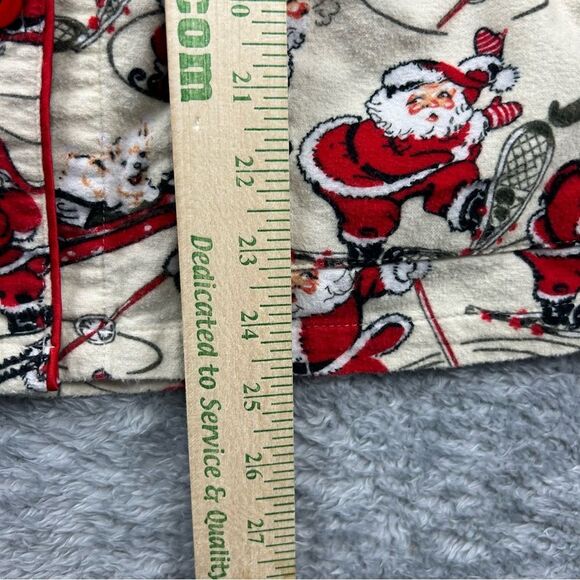 Nick & Nora Skiing Santa Pajama Set Vintage Look Holiday Festive Family Sz S - Picture 10 of 13